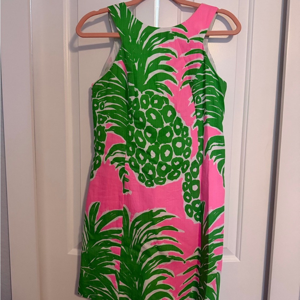Lilly Pulitzer Pink and Green Leaf Print Dress